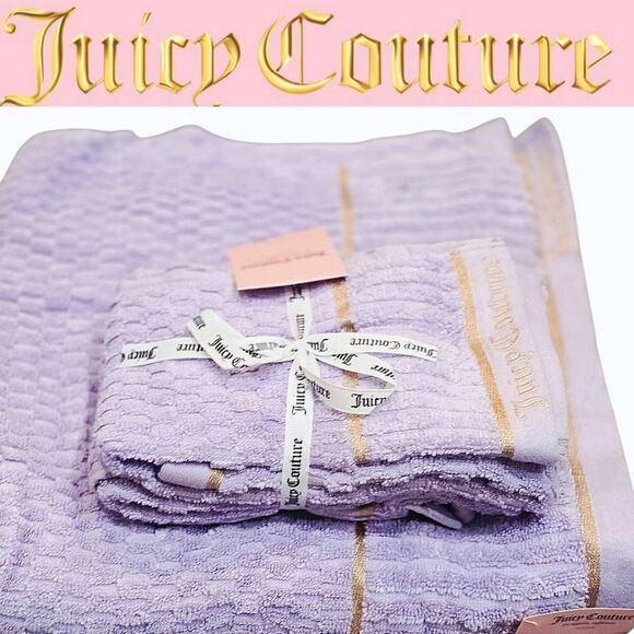 Juicy Couture Home Embroidered Signature Logo Towel Set- Lavender - Picture 1 of 7